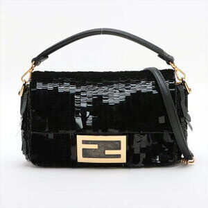 Fendi sequin bucket bag leather handbag tote shoulder